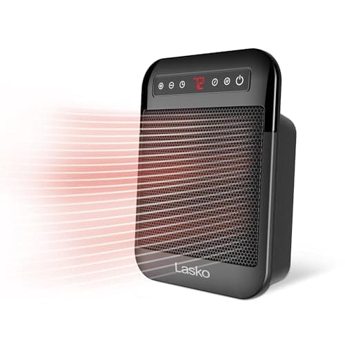 Lasko MyHeat Max Portable Ceramic Space Heater, Tip Over Switch, Overheat Protection, 2 Heat Settings, Adjustable Thermostat, Timer, for Indoor Use, Home, Office, 9 Inches, 1500W, Black, CD09101