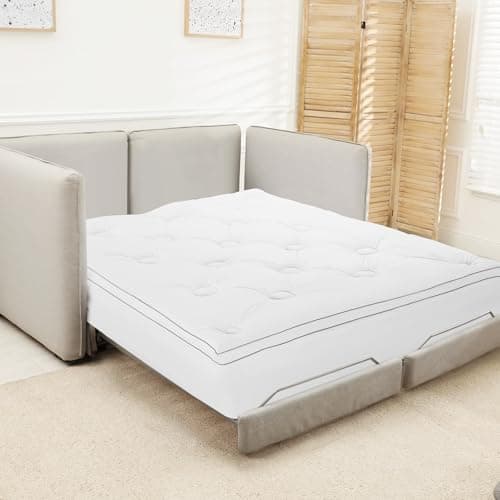 HOMBYS 2 Inch Thick Queen Size Sofa Bed Mattress Protector, 60'' x 72'' Waterproof Mattress Pad Cover with Deep Pocket, Pull Out Couch Pad Topper (White)