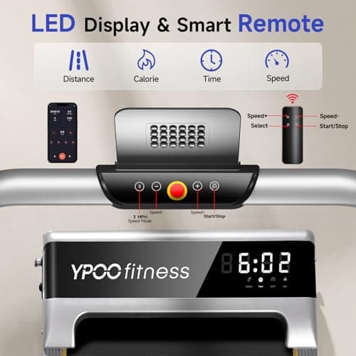 YPOO Walking Pad Treadmill, Walking Pad with Incline, Foldable Treadmills for Home Office Gym Exercise, Portable Desk Treadmill for Jogging&Running, Running Machine for Workout Exercise 6