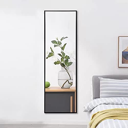 FLYMUHJIA Wall Mirror Full Length Full Body, Floor, Standing Mirror with Aluminum Alloy Thin Frame for Bedroom Living Room, 59” X16” Black 6