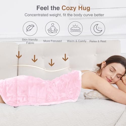 Alomidds Weighted Blanket 7lbs for Adults, Cozy Breathable Weighted Lap Blanket, Small Weighted Blanket Travel, Weighted Lap Pad for Couch, Sofa, Pink, 29" x 24" 5