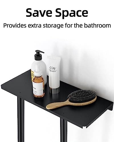 STWWO Towel Racks for Bathroom, Bathroom Towel Storage Wall Mounted 30 inch with Shelf Can Holds 6 Large Towels, Wall Towel Rack for Rolled Towels, Black 5