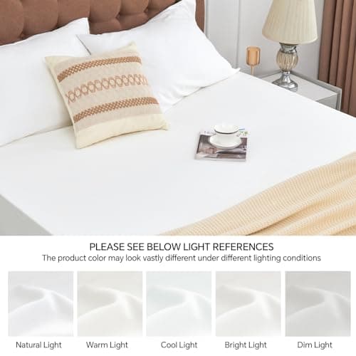 ChiXpace Extra Deep Queen Fitted Sheet - Deep Pocket Single Fitted Sheet Fits 18 inch to 24 inch Mattress, Ultra Soft Bottom Sheet for Queen Size Bed, Bright White, 60" x 80" 5