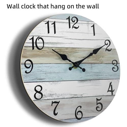 CHYLIN Wall Clock, Silent Non Ticking Battery Operated, Rustic Coastal Country Clock Decorative for Bathroom Kitchen Bedroom 8 6