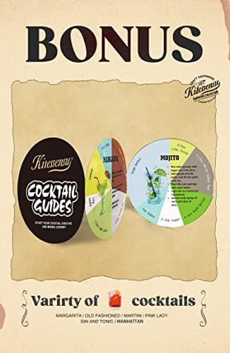 KITESSENSU Boston Cocktail Shaker Set, 4-Piece Boston Shaker Tins Bartender Kit with 18oz & 28oz Mixed Drink Shaker, Hawthorne Strainer, Double Measuring Jigger, Cocktail Recipe Cards Included 6