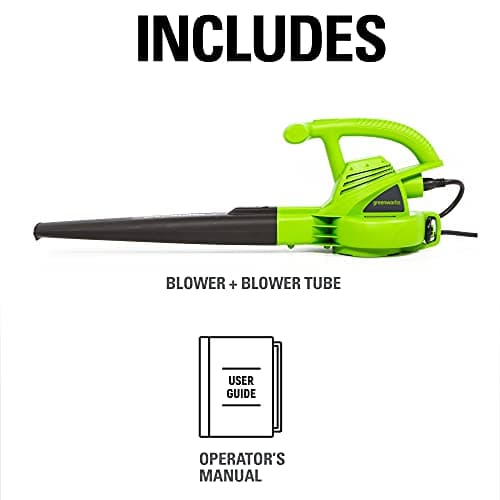 Greenworks 7 Amp 160 MPH/150 CFM Single Speed Electric Blower, 24012, green 8