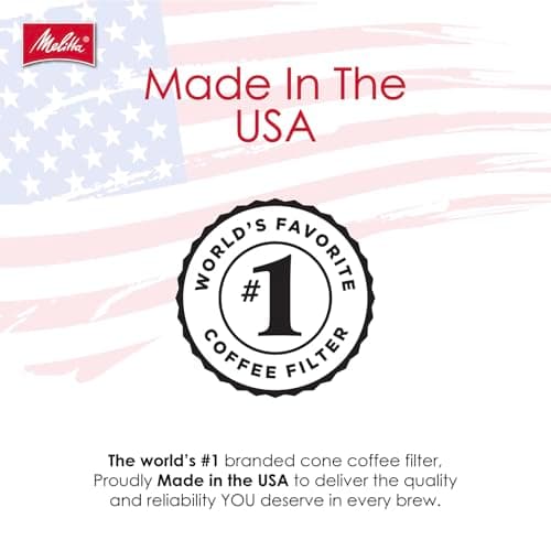 Melitta #4 Cone Coffee Filters, Natural Brown, 100 Count (Pack Of 6), 600 Total Filters - Fits all 8-12 Cup Cone Coffee Makers and Pour-Overs, Compostable, Tear-Resistant 10