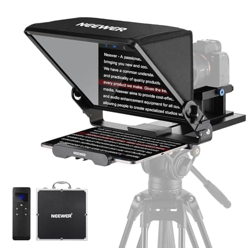 Neewer Teleprompter X14 III with RT113 Remote/App Control, 45° Tilt 14" Beamsplitter All Metal Frame Upgraded Camera Mount QR Plate Compatible with Manfrotto 501PL for iPhone iPad DSLR, Assembly Free