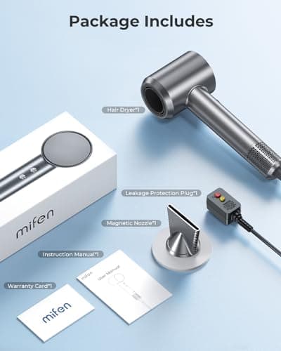 Mifen Hair Dryer, High Speed Professional Hair Dryers 150,000 RPM, 200 Million Negative Ion Hair Drier, 1600W 4 Temps Hair Blow Dryer with 360° Rotating Magnetic with Nozzle Blower 7