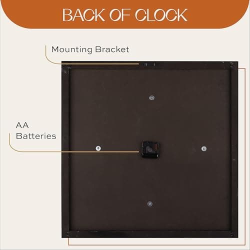 ALBEN Large Farmhouse Wall Clock - 24 inch Square Farmhouse Style Clock Bundled with Decorative Reversible Wooden Sign 8