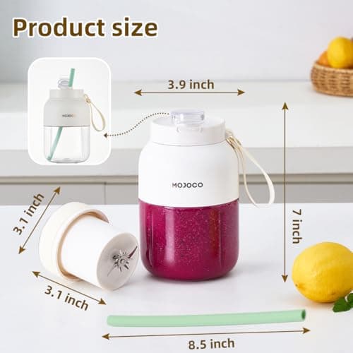 Mojoco Portable Smoothie Blender - 24oz Personal Blenders for Shakes and Smoothies - Cordless/Rechargeable Juice Blender with Stainless Steel Blade for Office, Gym, Camping, Travel 5