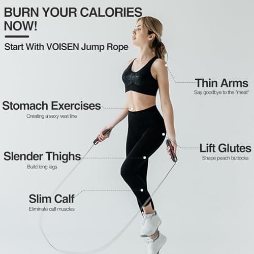 VOISEN Jump Rope,Adjustable Skipping Rope with Soft Foam Handles, Tangle-Free Rapid Speed Jumping Rope with Ball Bearings for Women, Men, and Kids Aerobic Exercise 6