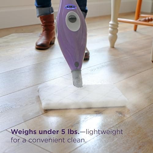Shark Steam Pocket Mop with 2 Washable Double-sided Pads, Steam Sanitization, Swivel Steering, Lightweight, Steam Cleaner for Sealed Hard Floors, Hardwood, Marble, Tile, Purple, S3501 6