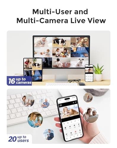 Hugolog 3K 5MP Indoor Pan/Tilt Security Camera with Auto-Focus,Ideal for Baby Monitor/Pet Camera/Home Security,Starlight Color Night Vision,Human/Pet AI,Noise Reduction,US Cloud,Works with Alexa 7