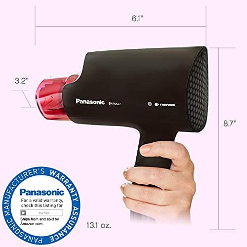 Panasonic nanoe Compact Hair Dryer for Healthy-Looking Hair, 1400W Portable, Folding Handling and QuickDry Nozzle for Fast Drying – EH-NA27-K (Black/Pink) 7
