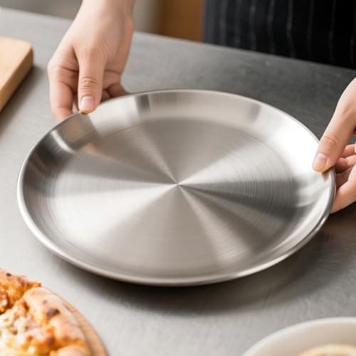 AWTBDP 13½ Inch Pizza Pan for Oven, Non-Stick Large Round Stainless Steel Pizza Pans, Durable Non-Toxic Pizza Tray for Cookie Pizza Pie Cake, Easy Clean & Dishwasher Safe 9