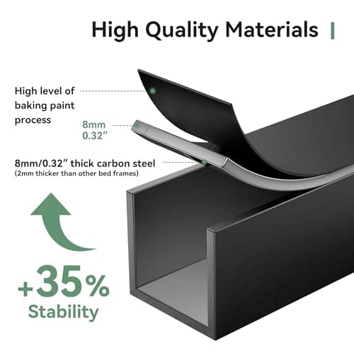 BedsPick Full Bed Frame with Headboard and Footboard, Metal Platform Bed Frame with Round Corner Ball, 1200 LBS Heavy Duty Steel Slats Support, No Box Spring Needed/Noise-Free/Easy Assembly, Black 5