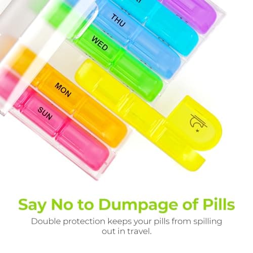 AUVON Weekly Pill Organizer 3 Times a Day, Large 7 Day Pill Box 3 Times a Day with Separate Container, Portable Pill Case for Medication, Vitamins, Fish Oil and Supplements 5