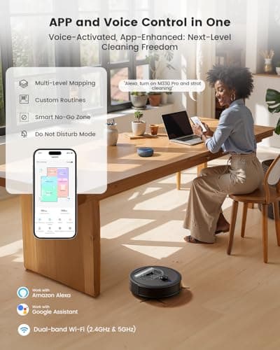 Lefant LiDAR Robot Vacuum and Mop, Smart Mapping and Obstacle Avoidance, Tangle-Free Pet Hair, 2.4G/5G WiFi App Control, Slim Design for Wider Coverage, Carpet Detection, M330 Pro 8