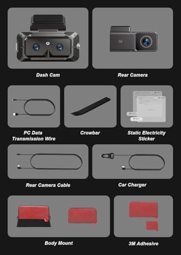 AKEEYO 3-Channel Dash Cam Front and Rear, Industry-First Telephoto Lens for 50M License Plate Capture, 2K Triple Lens Car Camera,5GHz WiFi,AI ADAS & BSD Blind Spot Detection,24H Parking Mode,64GB Card 9