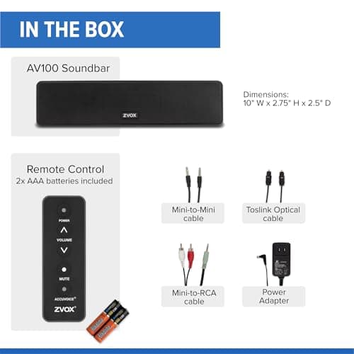 ZVOX AccuVoice AV100 Compact TV Soundbar Speaker with 6 Levels of Voice Boost, Black 7