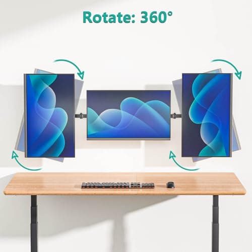 WALI Triple Monitor Wall Mount for 17 to 32 Inch, Computer Monitor Arm for 3 Screens, Swivel Tilt Wall Mount with Mounting Holes 75x75/100x100mm, Per Arm Holds Up to 15.4lbs (013ARM), Black 5