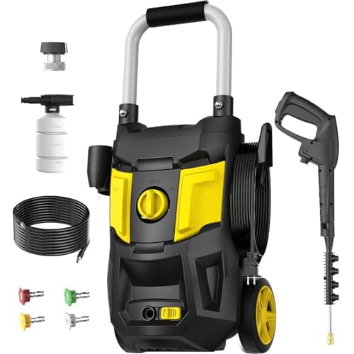 DECOKTOOL Electric Pressure Washer - 4500 PSI 2.8 GPM Electric Power Washer with 35FT Power Cord, 4 Different Nozzles, Soap Cannon for Car, Garden, Yard, House, Yellow
