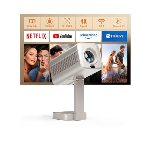 [Officially-Licensed APP & DoIby Audio] Smart Mini Projector with WiFi and Bluetooth, VOPLLS 3200ANSI Portable Outdoor Projector 4K Support with TOF Real-Time Focus, Native 1080P Home Movie Projector