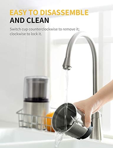 SHARDOR Coffee Grinder Electric Herb/Wet Grinder for Spices and Seeds with 2 Removable Stainless Steel Bowls, Silver 8