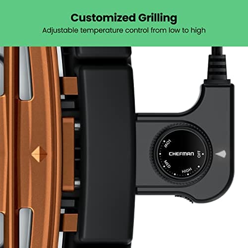 Chefman Smokeless Indoor Electric Grill, Copper, Extra Large, Nonstick Table Top Grill for Indoor Grilling and BBQ with Adjustable Temperature Control, Nonstick Dishwasher-Safe Parts, 9" x 15" 5