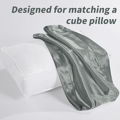 HOMBYS Pillowcase for Cube Pillow-Silky and Smooth Satin Pillowcase with Hidden Zip (ONLY Pillowcase) (24"x12"x5.5", Silver Grey) 6