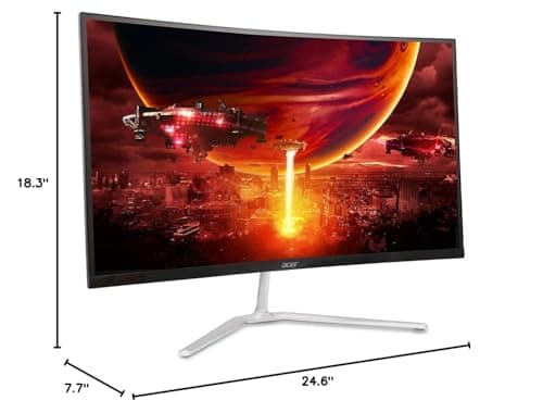 acer Nitro 27" WQHD 2560 x 1440 1500R Curved PC Gaming Monitor | AMD FreeSync Premium | 180Hz Refresh | 1ms VRB | VESA Mountable | HDR10 | 1 x Display Port 1.2 & 2 x HDMI 2.0 | EDA270U Pbmiipx 16