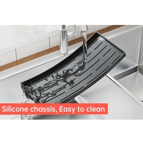 TOOCA BEAR Expandable Small Dish Drying Rack, Stainless Steels Over Sink Dish Drainer with Silicone Drying Tray Dish Racks for Kitchen Counter 8