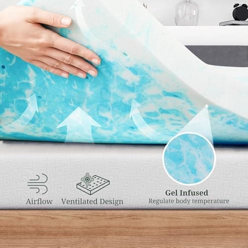 Memory Foam Mattress Topper Twin XL - 3 Inch Gel Infused Bed Toppers, Pressure Relief Mattress Pad for Dorm Room, CertiPUR-US Certified 5