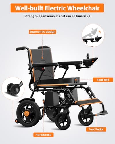 Electric Wheelchair, Foldable Wheelchair for Adults, 500W Motorized Wheelchair with 15+ Long Travel Range, All Terrain Portable Electric Wheelchair for Seniors Support 350LB 5