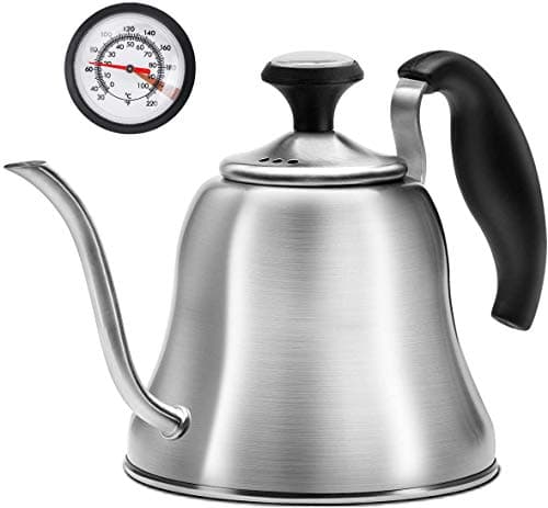 Chefbar Tea Kettle with Thermometer for Stove Top Gooseneck Kettle, Pour Over Coffee Tea Pot, Goose Neck Tea Pot Stovetop, Hot Water Heater for Camping, Home & Kitchen, Stainless Steel - Small 28oz