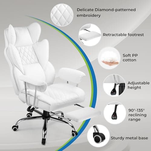 GTPLAYER Gaming Chair, Computer Chair with Footrest and Lumbar Support, Height Adjustable Gaming Chair with 360°-Swivel Seat and Headrest for Office or Gaming 6