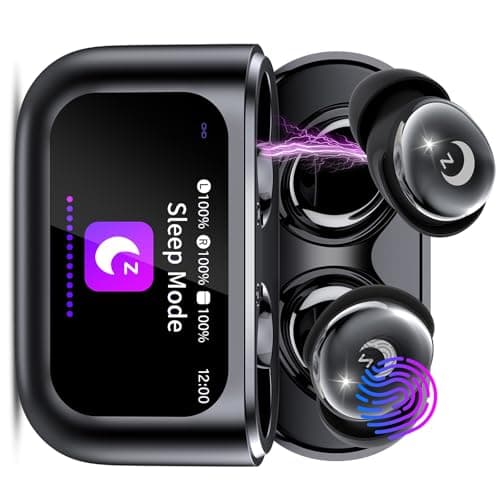 VEKJ Sleep Earbuds,Mini Black in Ear Earphones, Smart Touch Screen Ear Buds Sleep Headphones