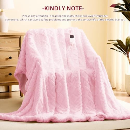 JKMAX Heated Electric Blanket Queen Size-84"x90" Heating Blanket with 10 Heating Levels & 5 Time Settings Over-Heat Protection，Winter Warmer for Adults with ETL Certification（Pink） 7