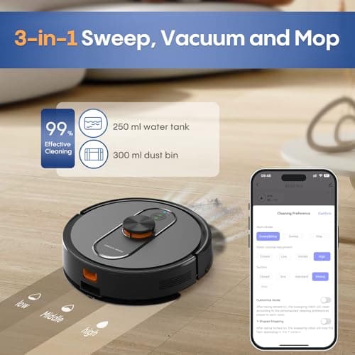 eitton 5000Pa LiDAR Robot Vacuum Cleaner,60 Days Hands-Free Robot Vacuum and Mop with Self-Emptying 5