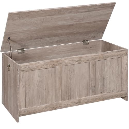 HOOBRO Storage Bench, 39.3" Retro Wooden Storage Chest, Wooden Storage Trunk, Toy Chest with Lift Top, Multifunctional Entryway Organizer, for Entryway, Living Room, Greige BG141CW01