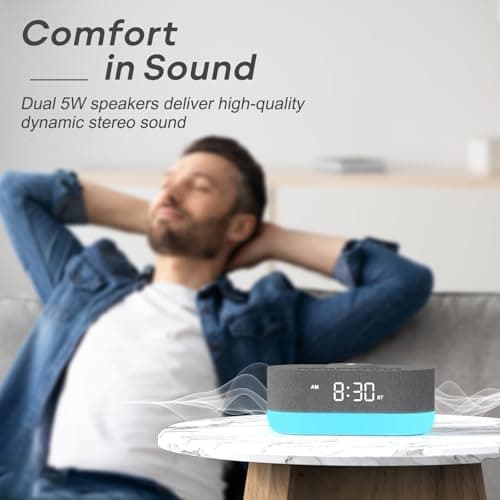 HOUSBAY Wireless Charging Alarm Clock Radio - Fast Charging Station for iPhone Samsung, Bluetooth Speaker, Upgrade Morning Routine, Dimmable Clock with FM Radio for Bedroom 4