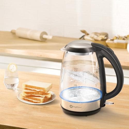 Brightown Electric Glass Kettle for Tea and Coffee, BPA-Free, Fast Boiling, Auto Shut-Off, 1.7 L, 1500W 6