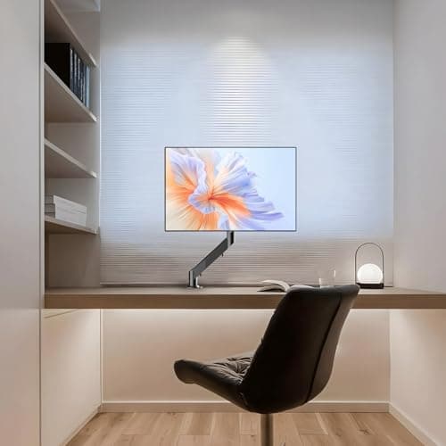 Gas Spring Monitor Arm 32 Inch,Adjustable Single Monitor Desk Mount with Swivel/Tilt/Rotation,Computer Monitors Stand Holder with Clamp/Grommet Mounting Base, VESA Mount Bracket 6