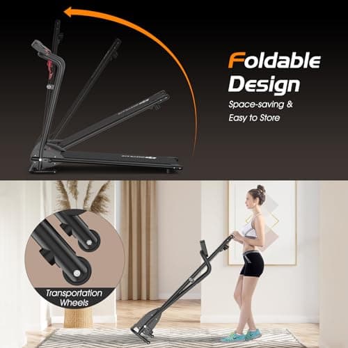 Goplus Compact Folding Treadmill for Home, Electric Walking Running Machine, Low Noise, Built-in 2 Workout Modes and 12 Programs, with Display 5