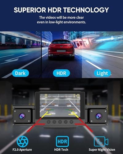 4-Channel 360° Dash cam Front and Rear FHD 1080P 180° Rotating Side-View Camera APP Control reversing Display Collision Detection Parking Monitoring Loop Recording | Suitable for sedans and SUVs 6