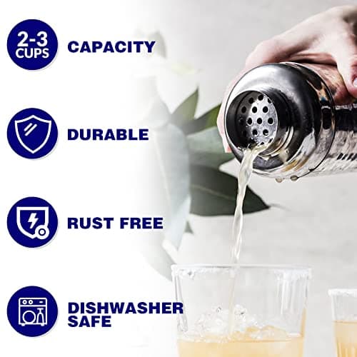 Large 24oz Cocktail Shaker Set, Stainless Steel 18/8 Martini Mixer Shaker with Built-in Strainer, Measuring Jigger & Mixing Spoon, Professional Martini Shaker Set, Perfect for Bartender and Home Use 5