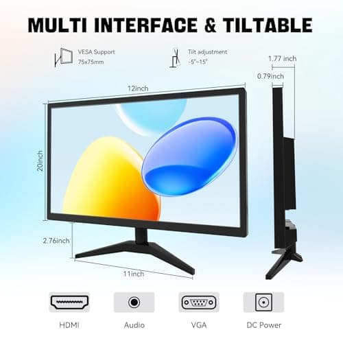 ERCGWOP 22" Touchscreen Monitor IPS FHD 1920x1080P PC Monitor, 10-Point Touch Screen Computer Display with HDMI VGA Ports, Built-in Speakers, VESA Wall Mountable, Black 6