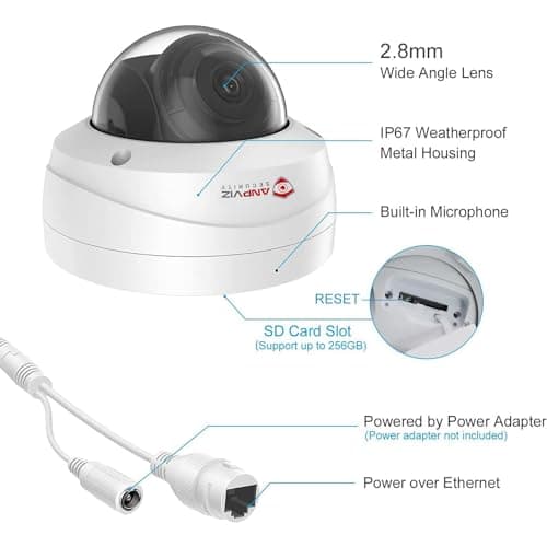 Anpviz 8MP 4K IP PoE Security Camera Outdoor with Audio IP67 Waterproof H.265+ PoE Security Camera with SD Card Slot 2.8mm Hikvision Compatible 6