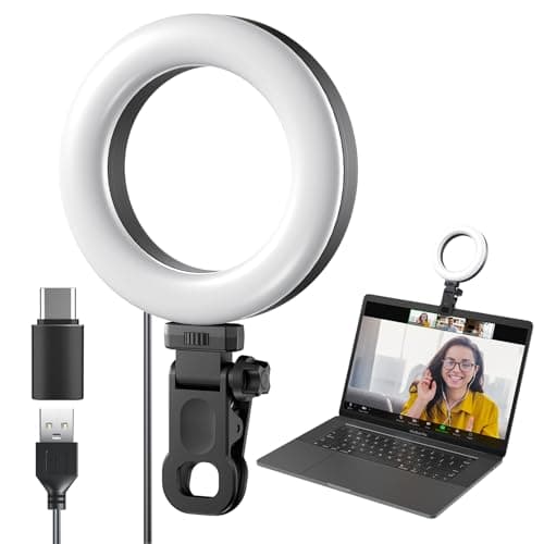 Meyin Ring Light Clip on Laptop Monitor, Webcam Light 10 Brightness Level Video Conference Lighting for Remote Working/Zoom Calls/Self Broadcasting/Live Streaming/Video Recording/TikTok